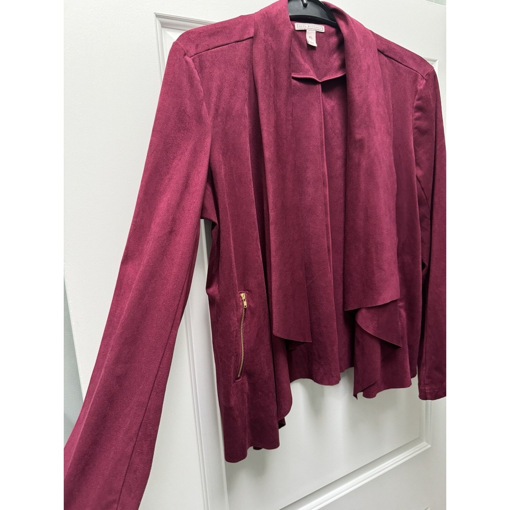 Dana Buchman Suede-feel Blazer Zippered Pockets Women's Size XL Maroon Red - Picture 6 of 11